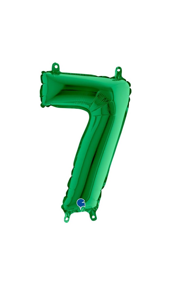 Balon foliowy cyfra 7 zielony, 35 cm