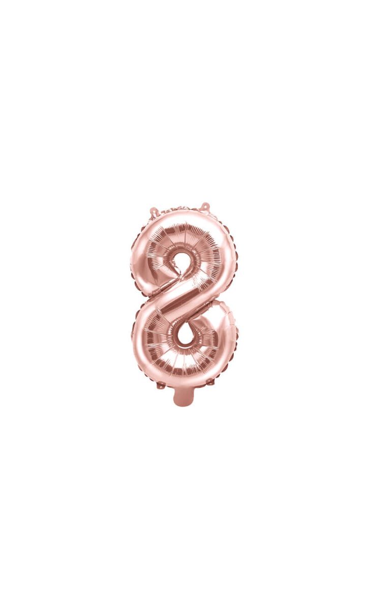 Balon foliowy cyfra 8 różowe złoto 35 cm
