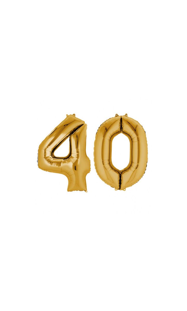 Balony Foliowe Cyfra "40", 100 cm, złoty
