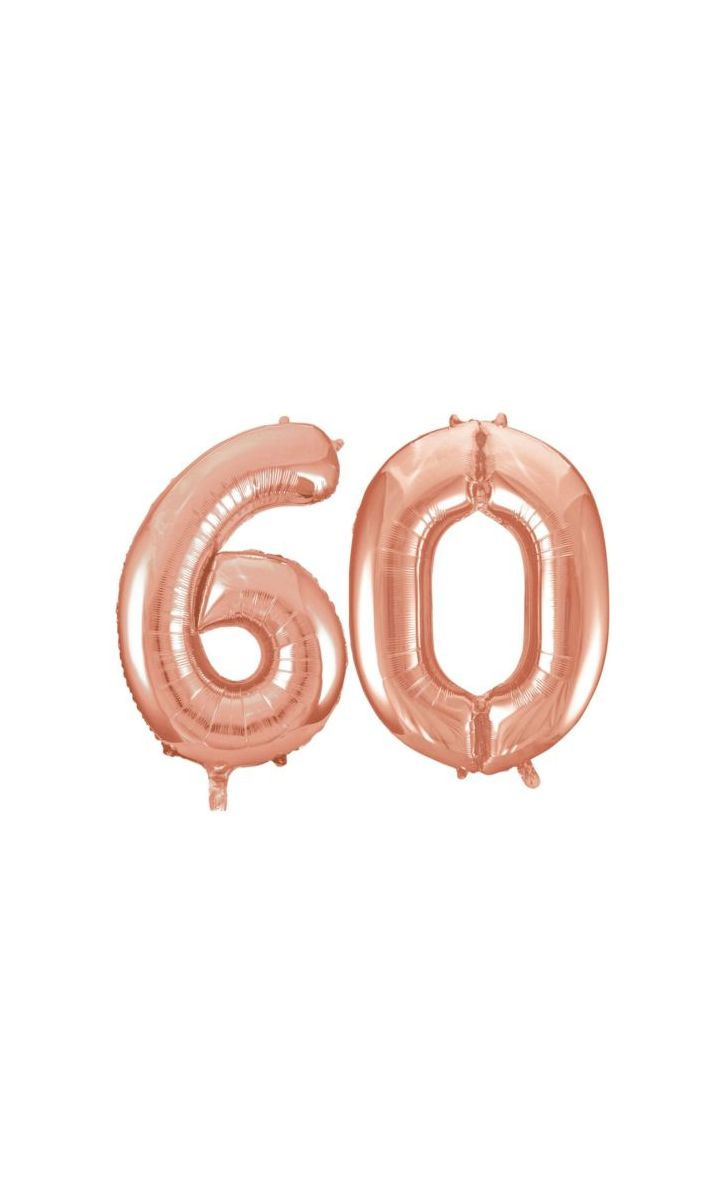 Balony Foliowe Cyfra "60", 100 cm, różowe złoto