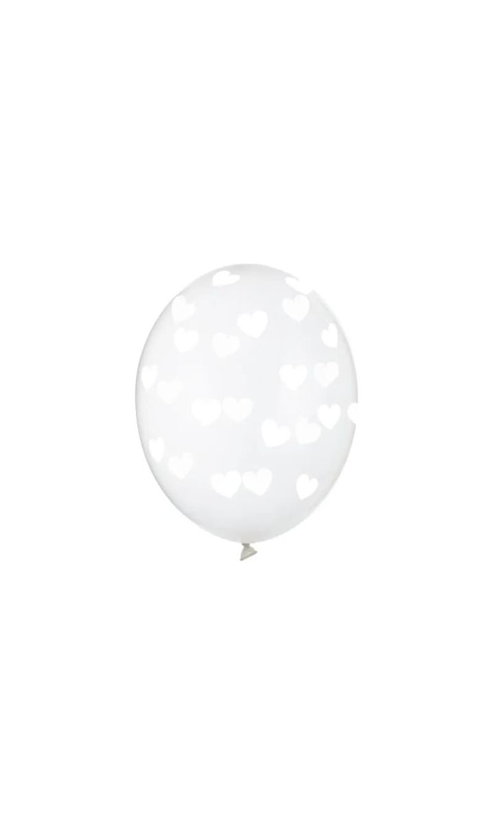 Balony przezroczyste białe serduszka, 30 cm 3 szt.