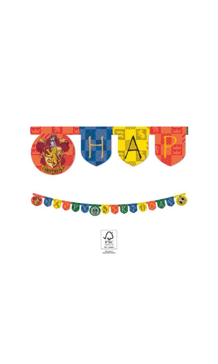 Baner Happy Birthday Harry Potter Hogwart Houses, 200 cm