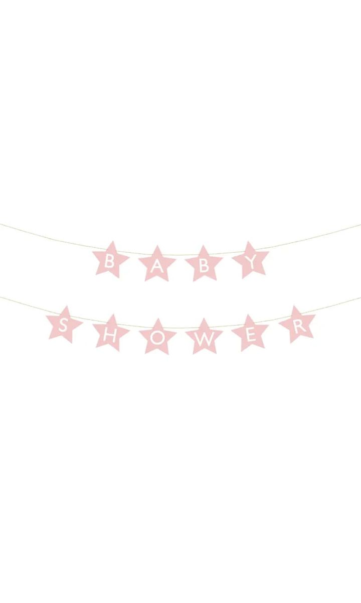 Baner papierowy Baby Shower gwiazdki, różowy