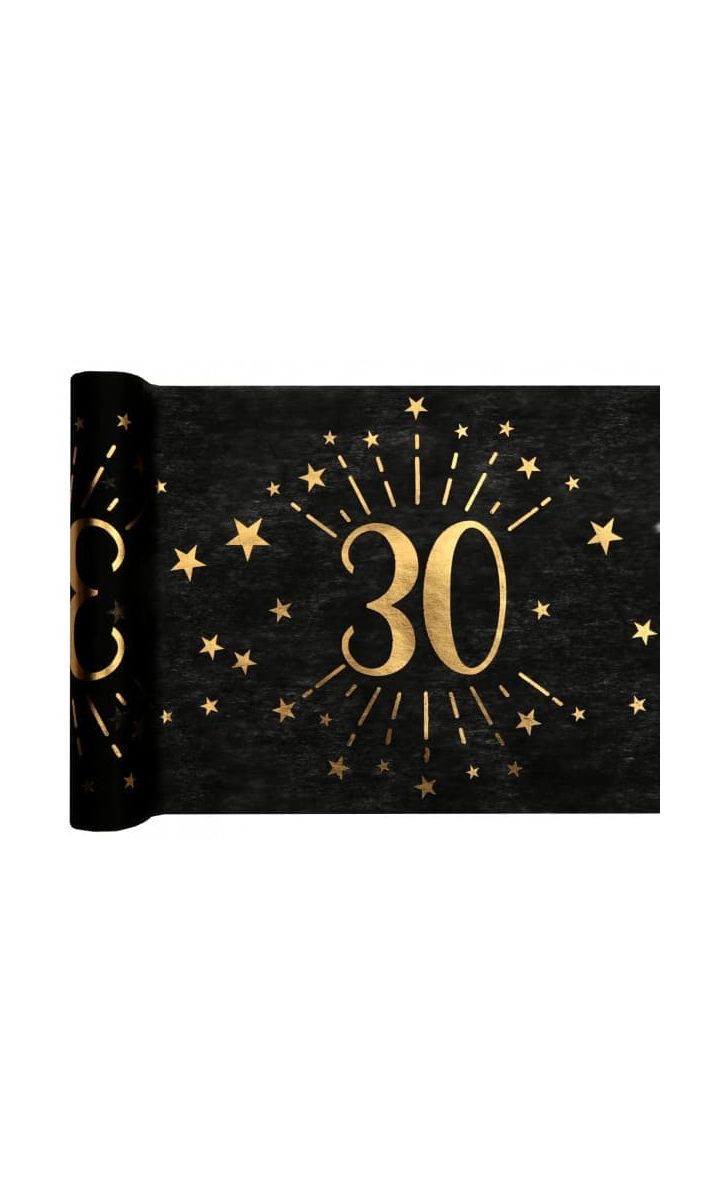 Bieżnik flizelinowy 30 urodziny czarny 0,3 x 5 m