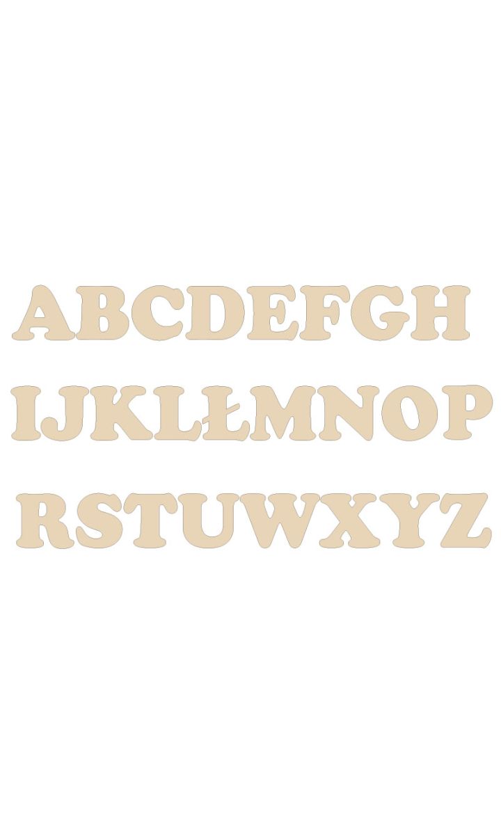 Litery drewniane, napis 3D, alfabet, 5cm