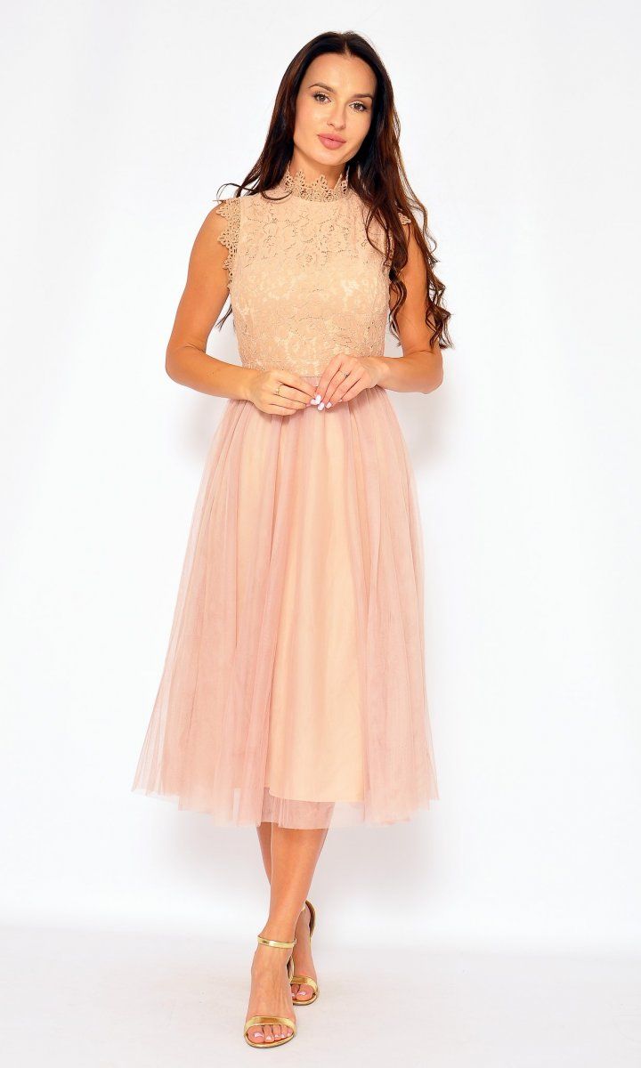 M&M - Sukienka midi z koronkową górą Model: IP-4055 - Rozmiar: 36(S)