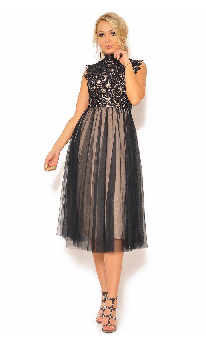 M&M - Sukienka midi z koronkową górą Model: IP-4203 - Rozmiar: 38(M)
