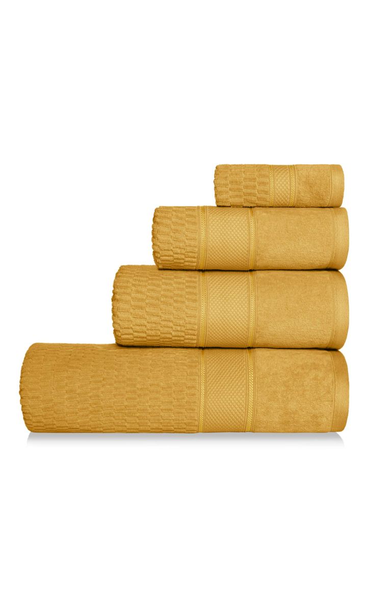 Musztardowy Ręcznik Welurowy 100x150 PERU 100% bawełna