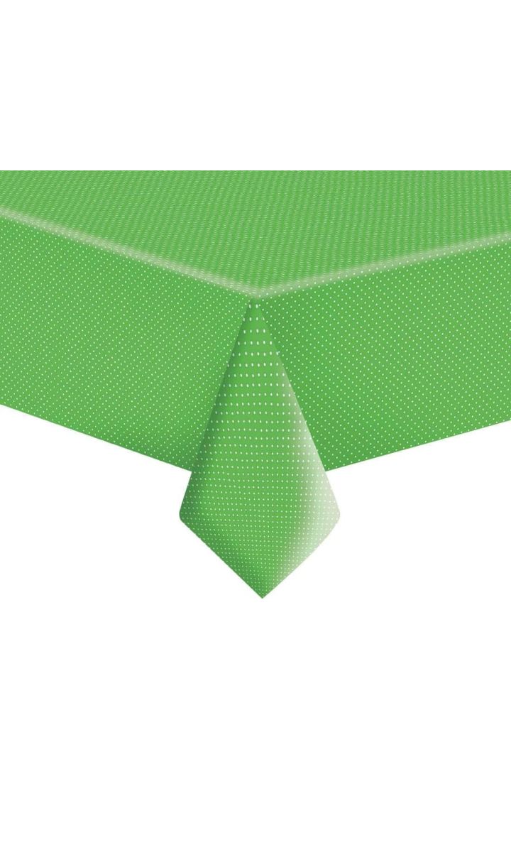 Obrus papierowy zielony w białe kropki, 120x180 cm