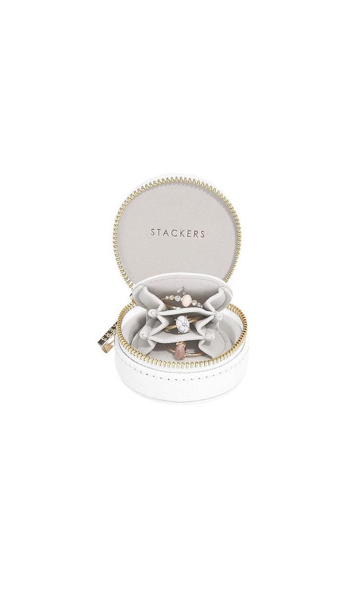 Pudełko podróżne na biżuterię białe Oyster Mini Stackers