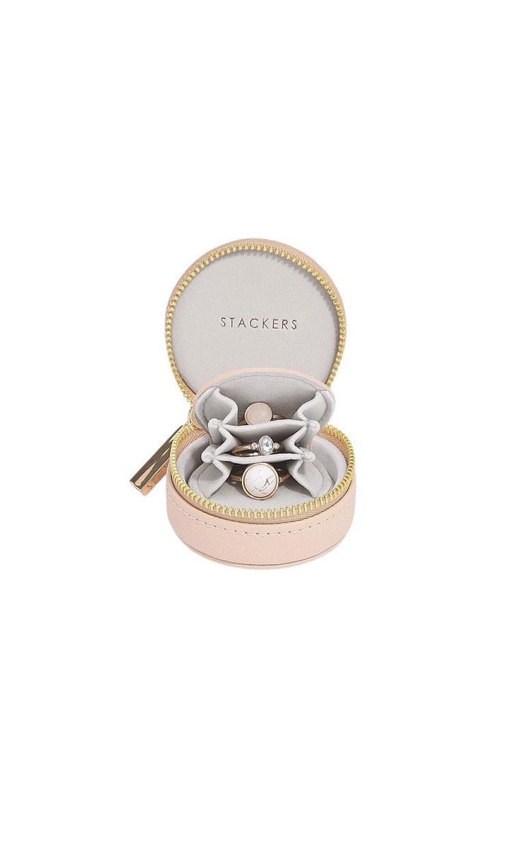 Pudełko podróżne na biżuterię różowe Oyster Mini Stackers