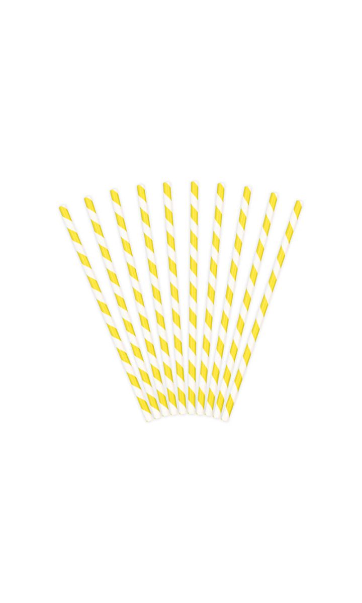 Słomki papierowe żółto białe paski, 19,5 cm