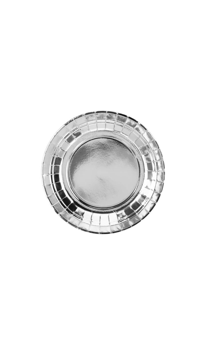 Talerzyki papierowe okrągłe srebrne małe, 18 cm