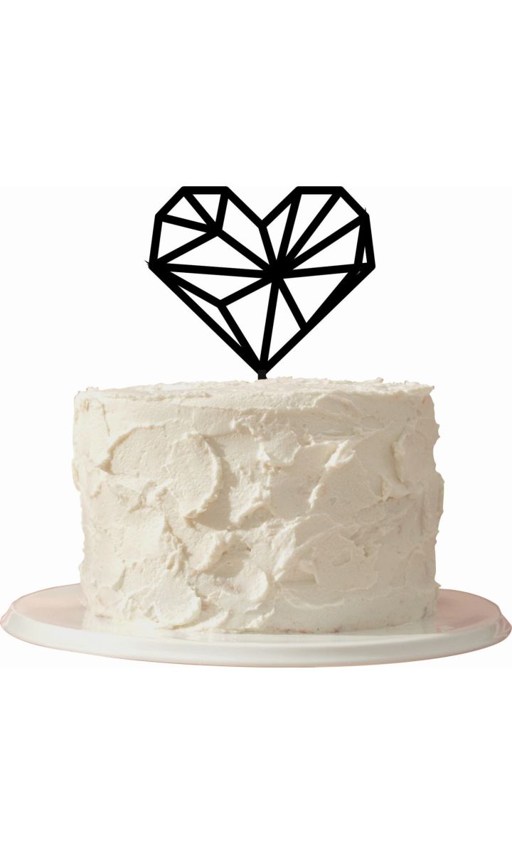 Topper na tort weselny serce geometryczne