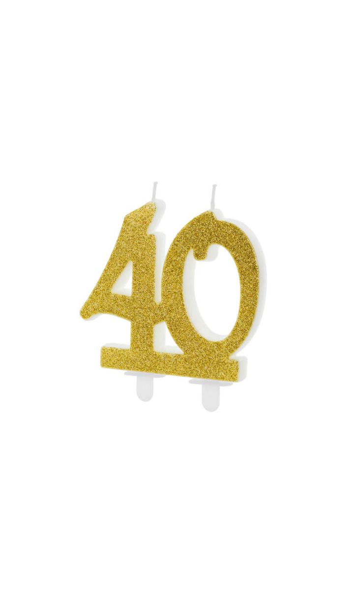 Świeczka urodzinowa liczba 40 złota, 7,5 cm