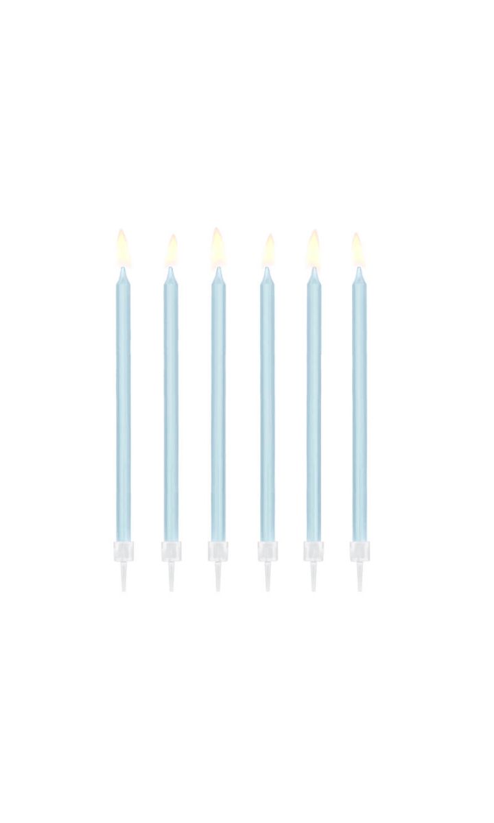 Świeczki urodzinowe na tort niebieskie długie, 14 cm